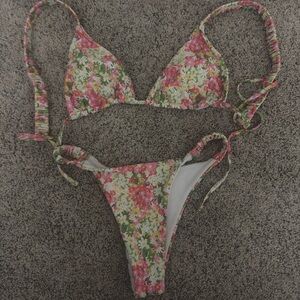 SHEIN Floral Bikini - Pink and Green